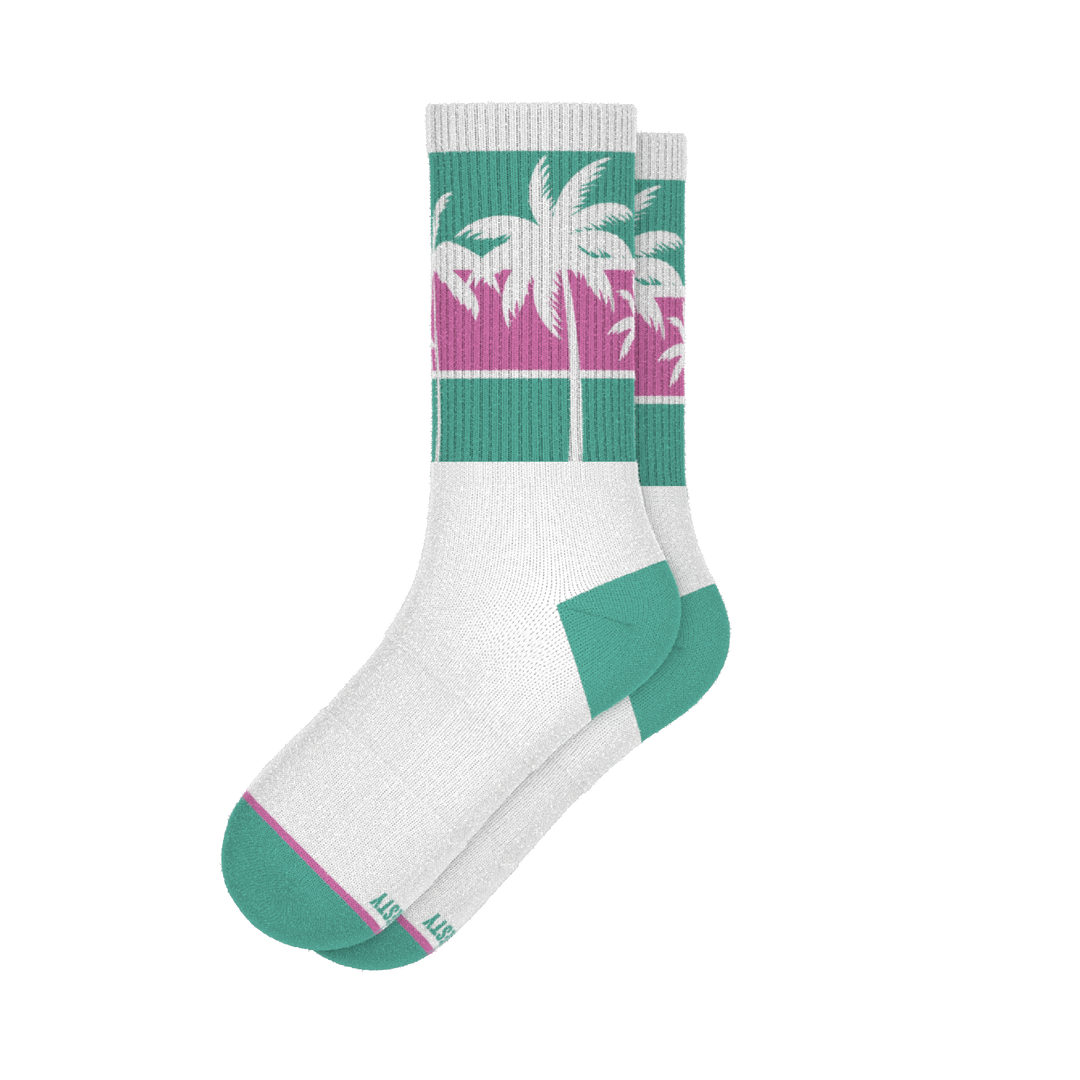 The Venice Beach | Palm Trees Heel Hammock™ Crew Socks
