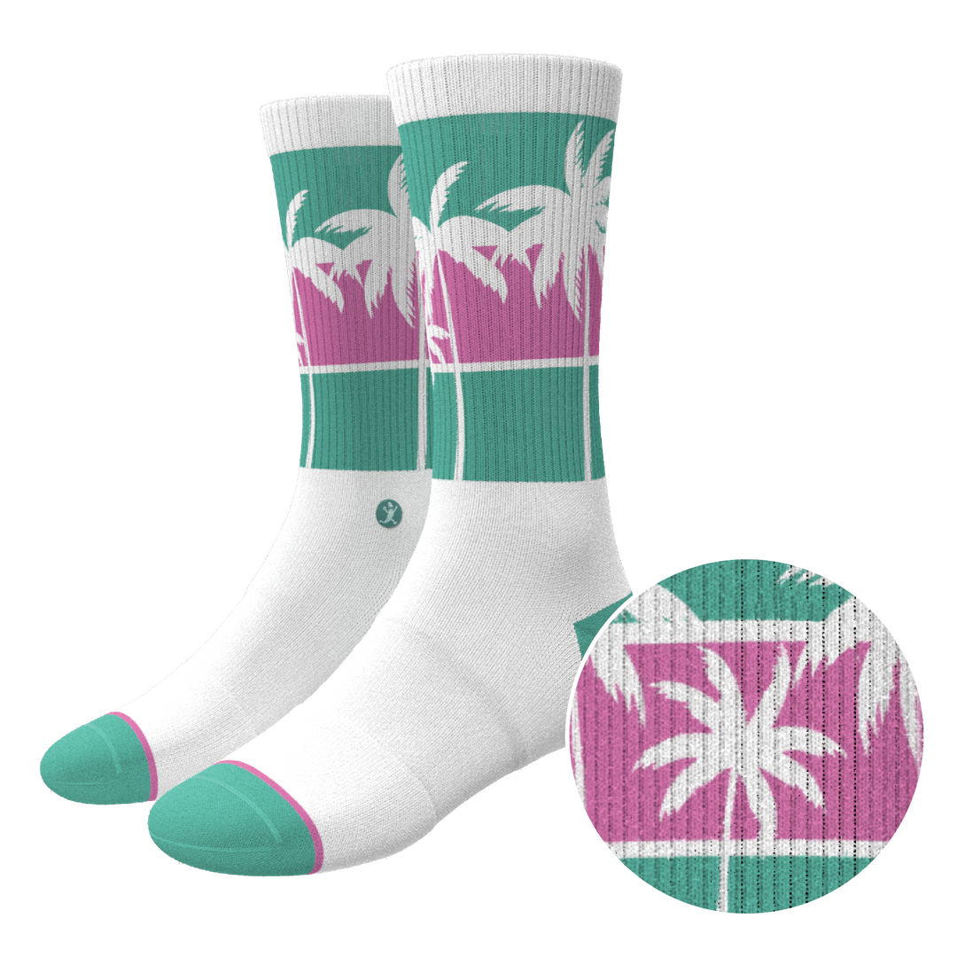The Venice Beach | Palm Trees Heel Hammock™ Crew Socks