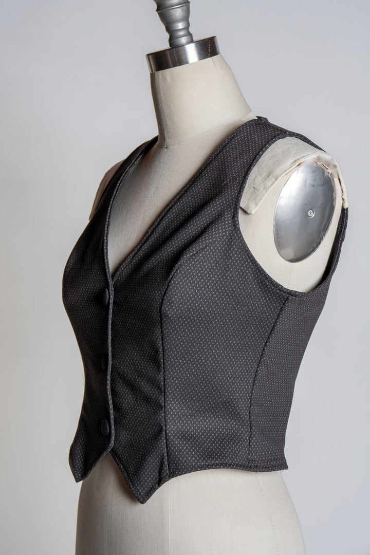 Veronica Vest - Black & Grey Pindot