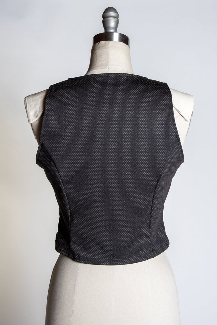 Veronica Vest - Black & Grey Pindot