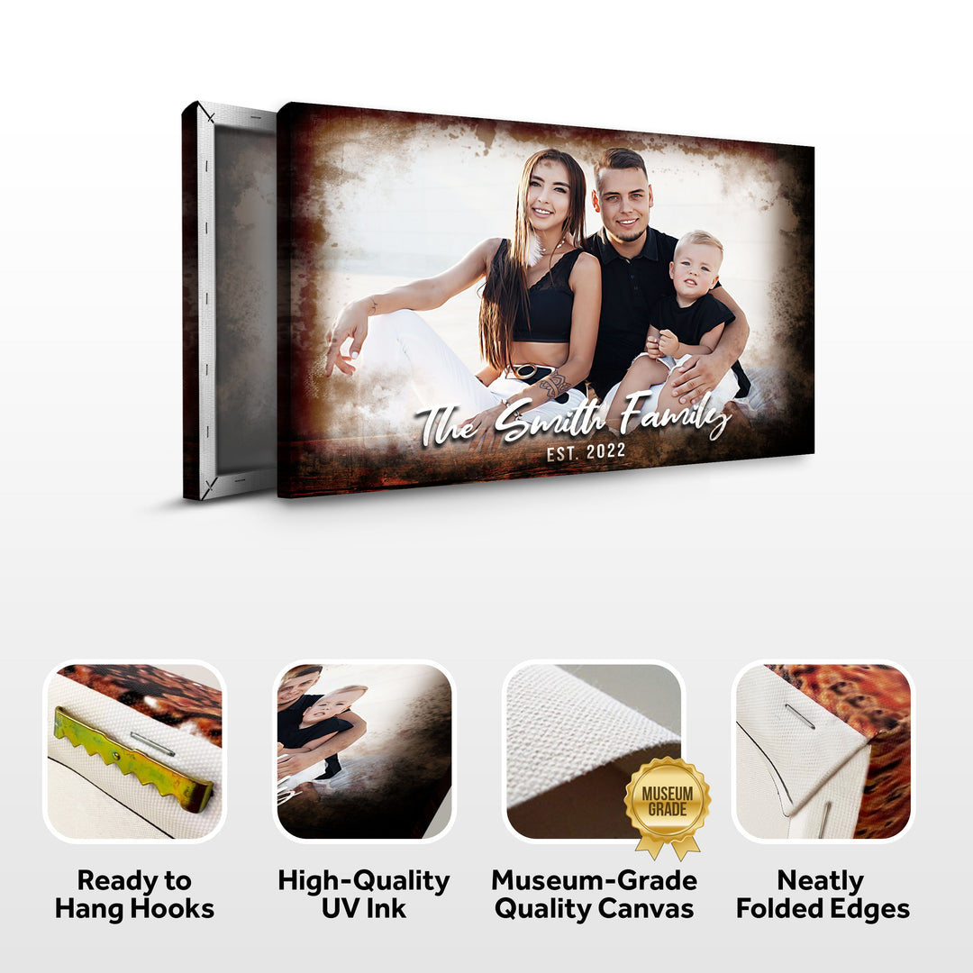 Family Portrait On Wood Sign