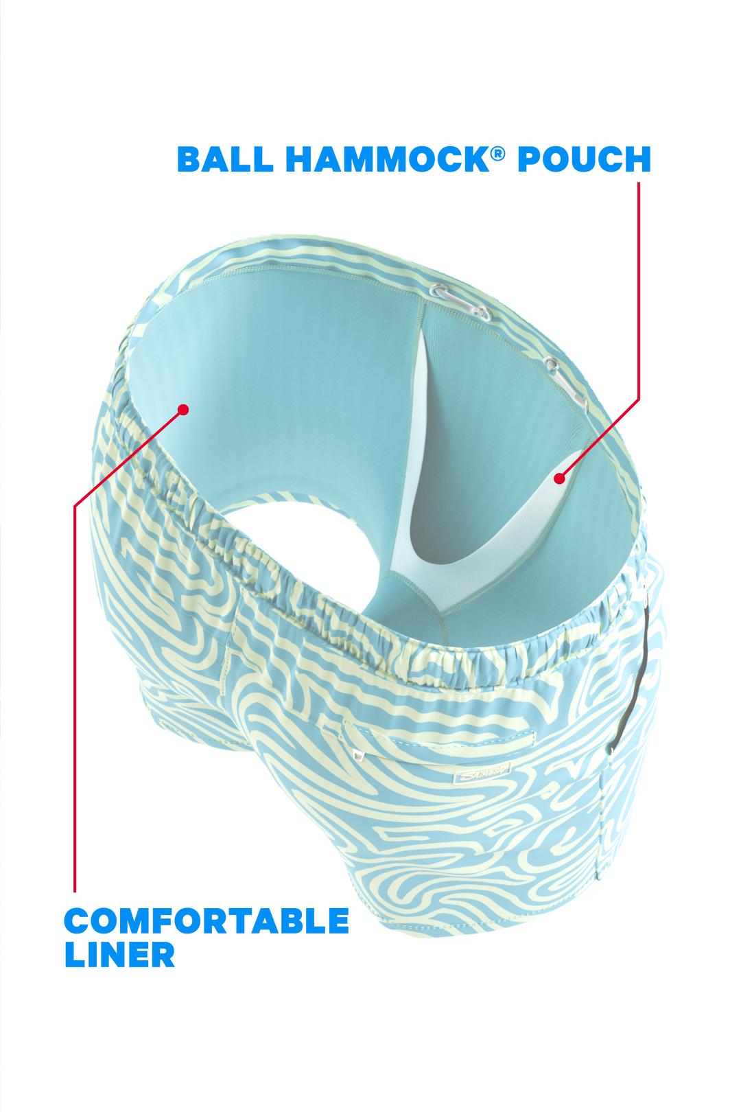 The Water Park | Neon Abstract Line Ball Hammock® Pouch 8" Swim Trunks