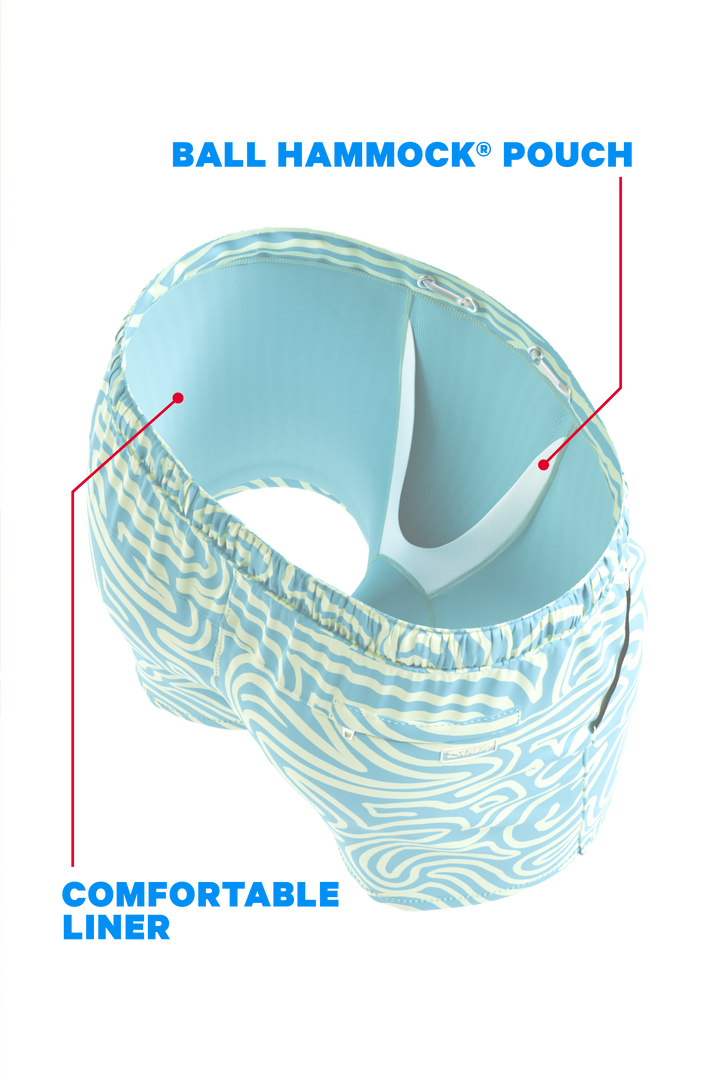 The Water Park | Neon Abstract Line Ball Hammock® Pouch 8" Swim Trunks