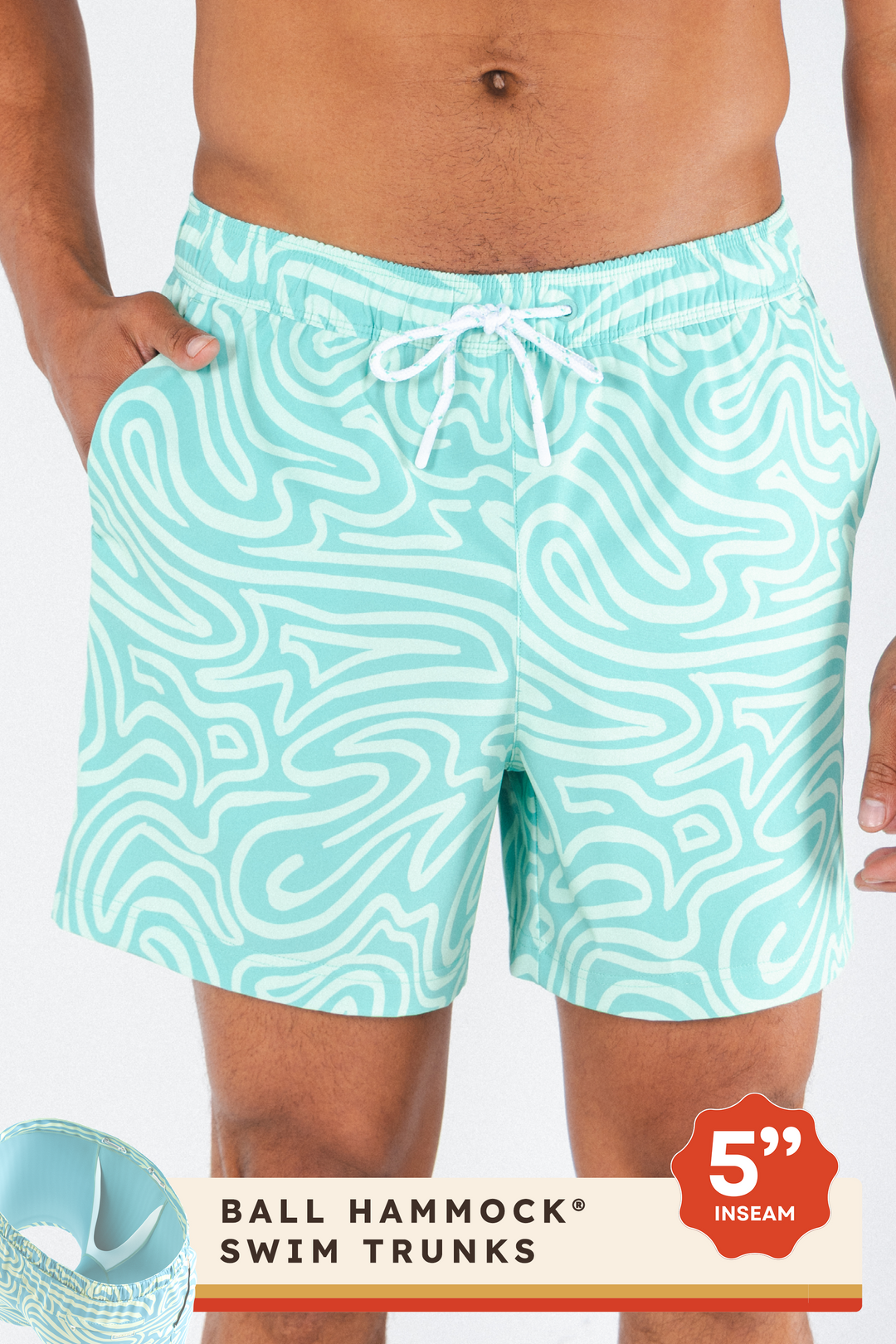 The Water Park | Neon Abstract Line Ball Hammock® Pouch 5" Swim Trunks