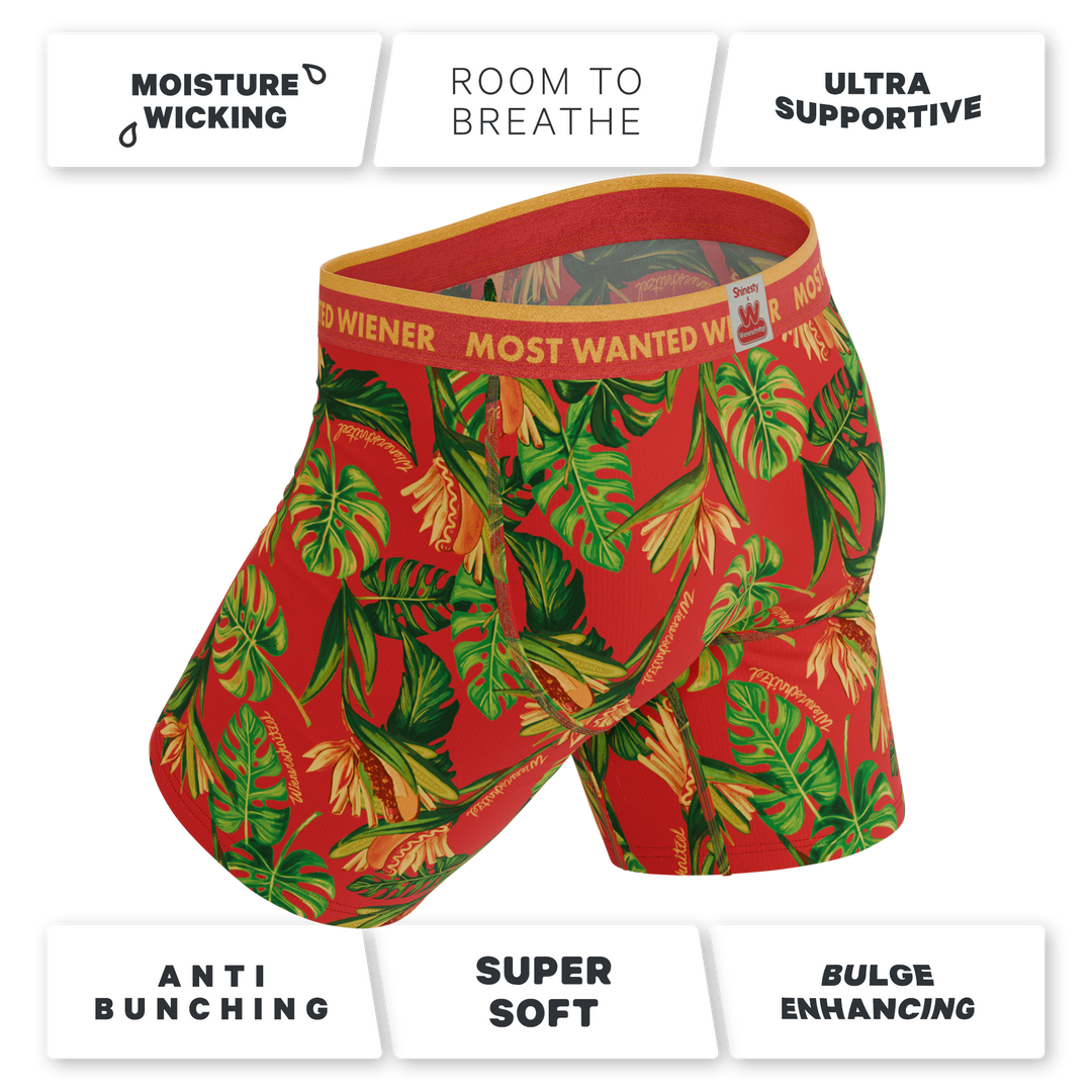 The Wiener In Paradise | Shinesty X Wienerschnitzel Tropical Long Leg Ball Hammock® Pouch Underwear With Fly