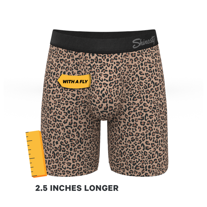 The Wild Cat | Leopard Print Long Leg Ball Hammock® Pouch Underwear With Fly