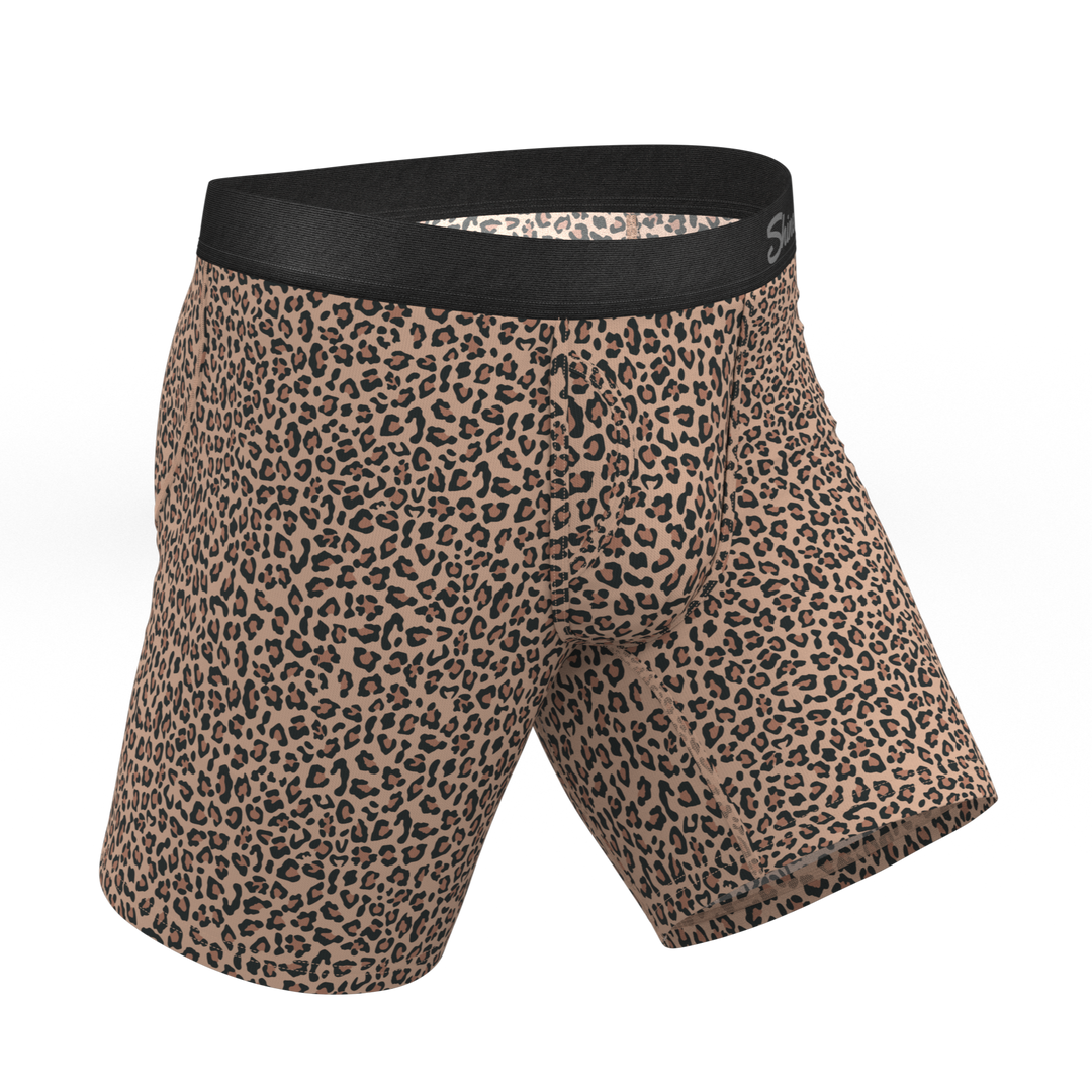The Wild Cat | Leopard Print Long Leg Ball Hammock® Pouch Underwear With Fly