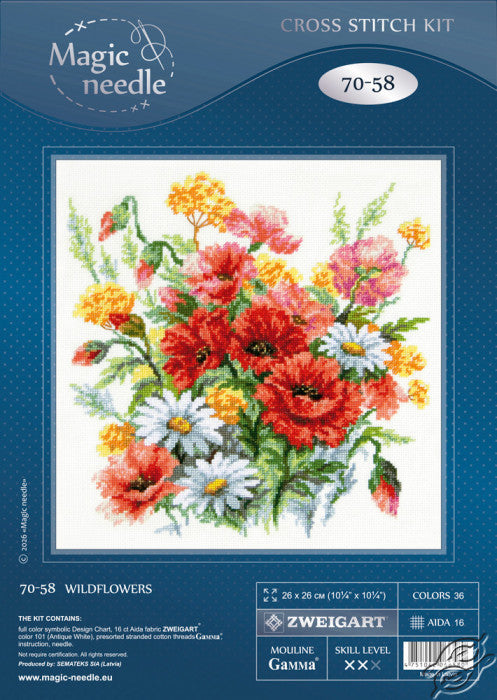 Wildflowers Counted Cross Stitch Kit by Magic Needle 70-58
