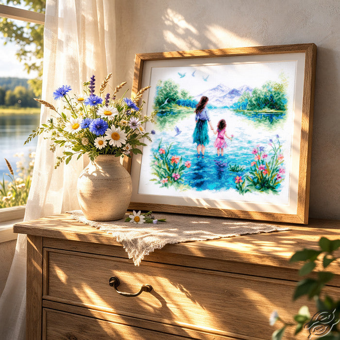 With Mom! Counted Cross Stitch Kit by Magic Needle 70-60