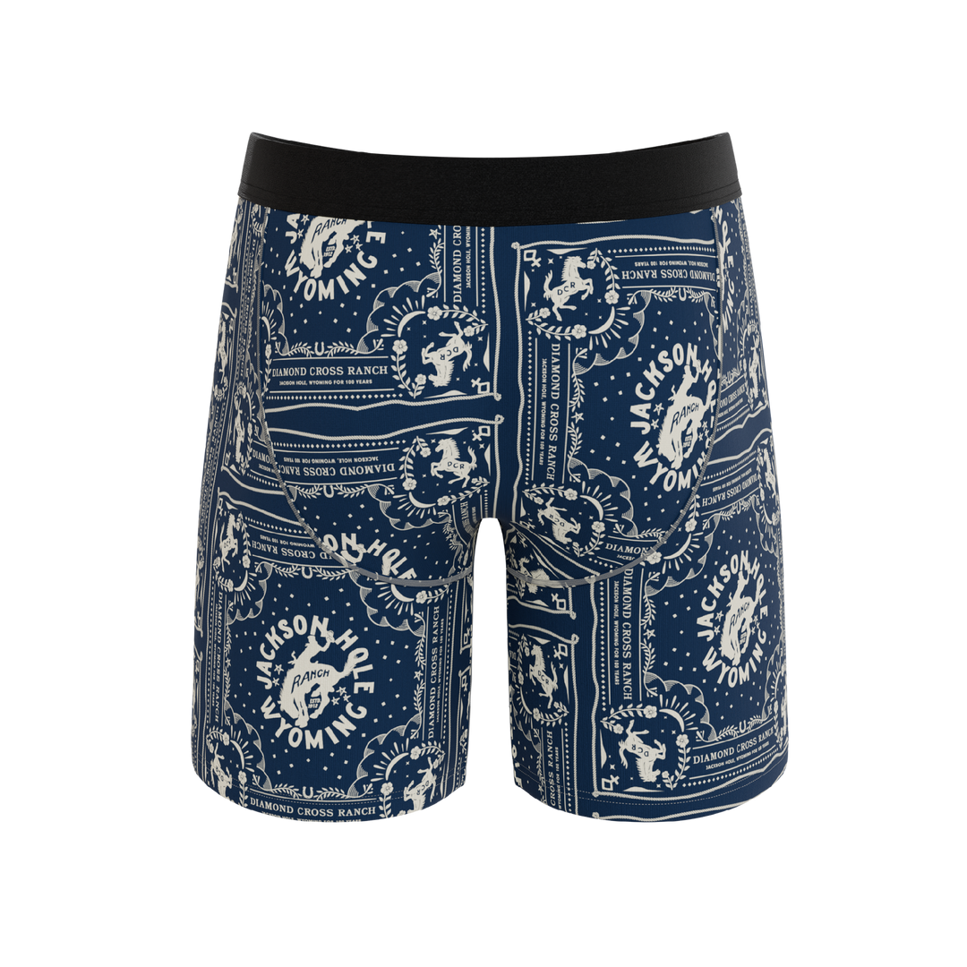 The Wrangle 'Em | Blue Bandana Shinesty x Diamond Cross Ranch Long Leg Ball Hammock® Pouch Underwear With Fly