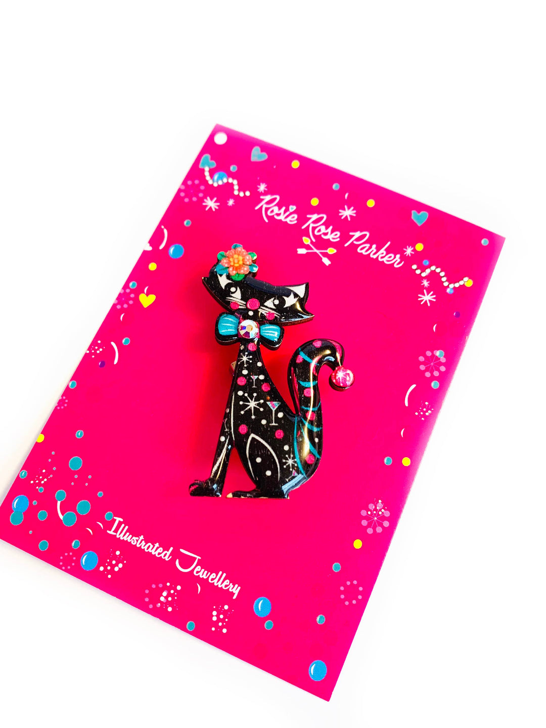 Retro Dapper Atomic Cat Brooch by Rosie Rose Parker