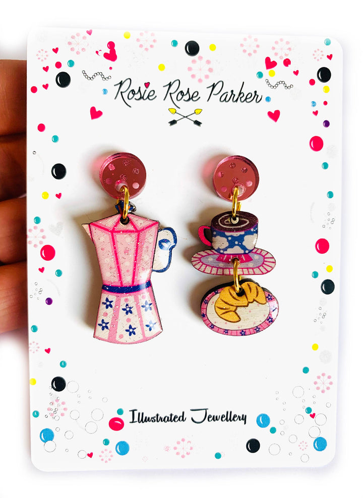 Croissants & Coffee Earrings by Rosie Rose Parker