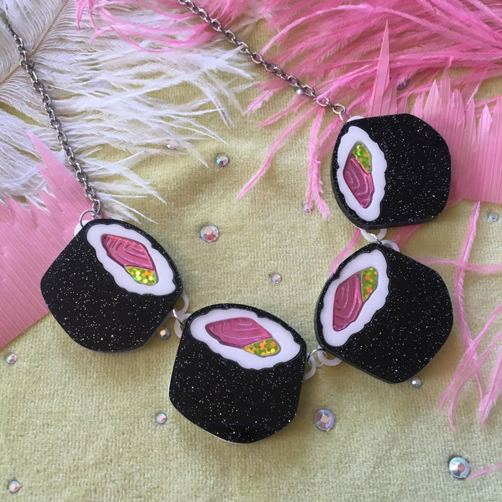 Glitter Sushi Roll Statement Necklace