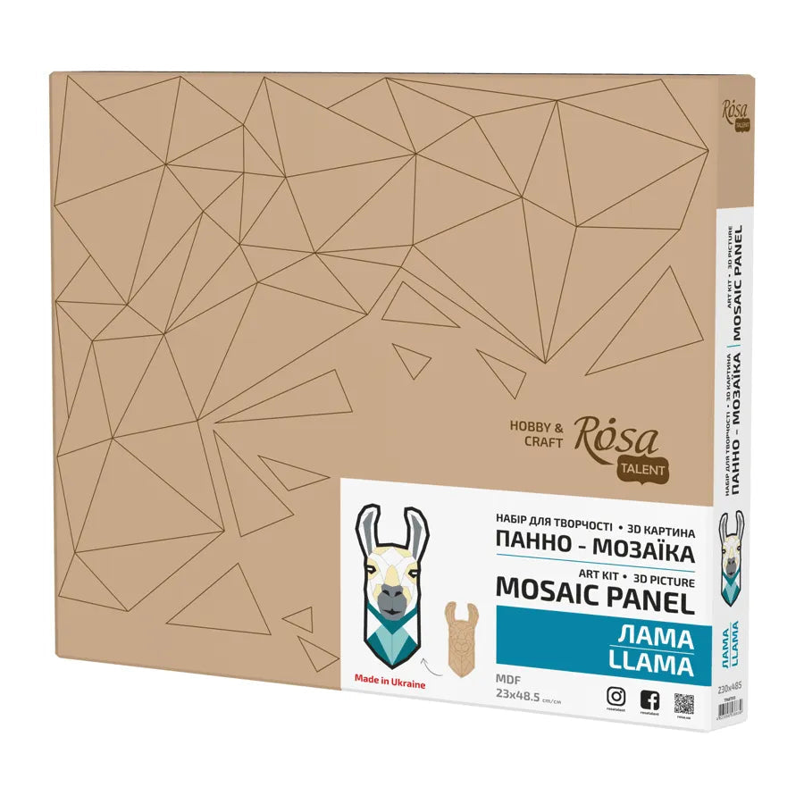 Rosa Talent Llama - Painting Your Puzzle Art Kit. MDF Mosaic Panel. 9.06*19.09 inches.