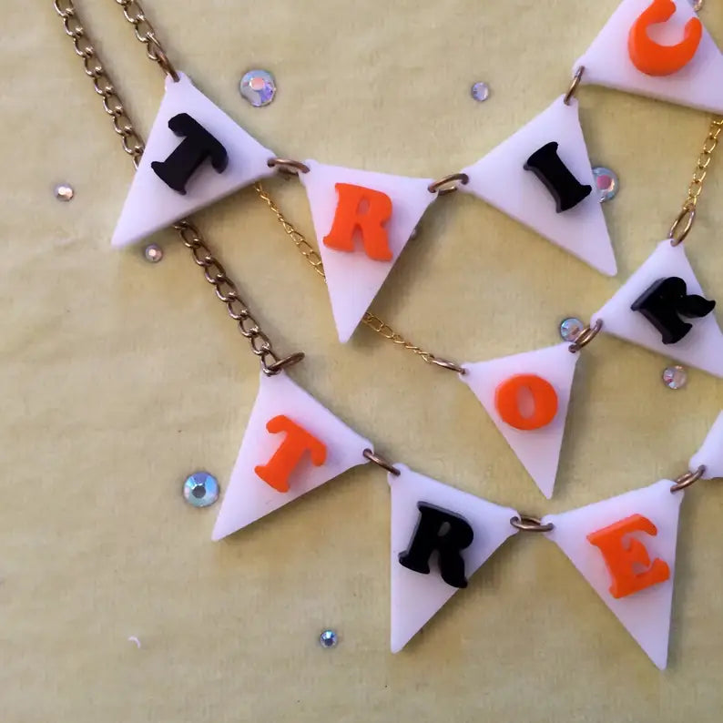 Trick or Treat Halloween Bunting Necklace