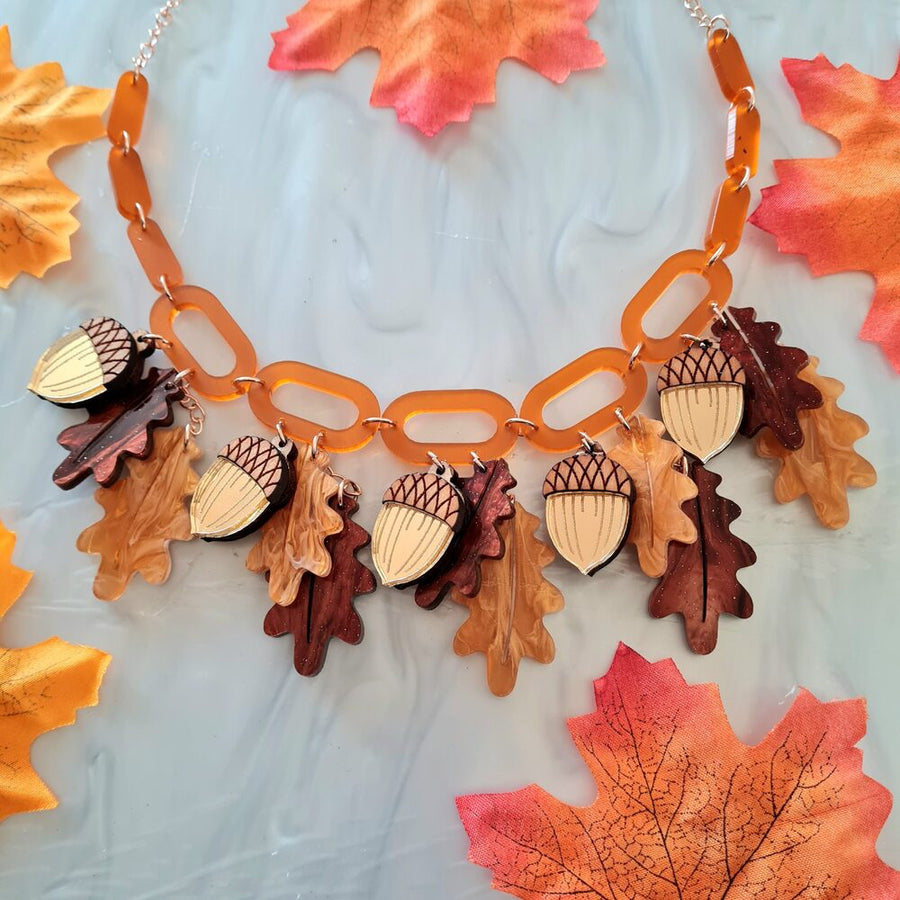 Acorn Charm Statement Necklace 