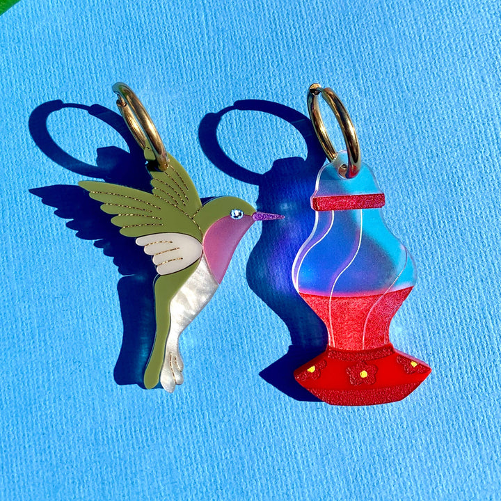 acrylic hummingbird earrings