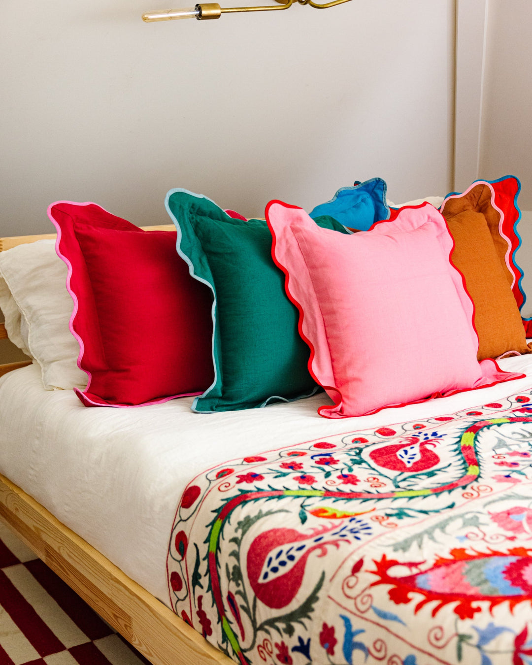 Darcy Linen Pillow - Wine + Neon Pink - Case Only