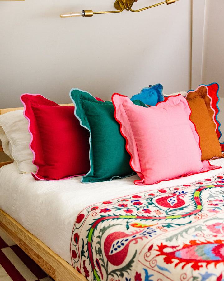 Darcy Linen Pillow - Rust + Light Pink - Case Only