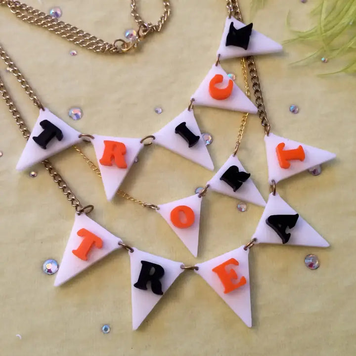 Trick or Treat Halloween Bunting Necklace