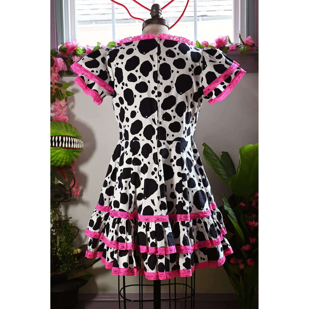Adelaide Mini Swing dress in Bessie Moo print