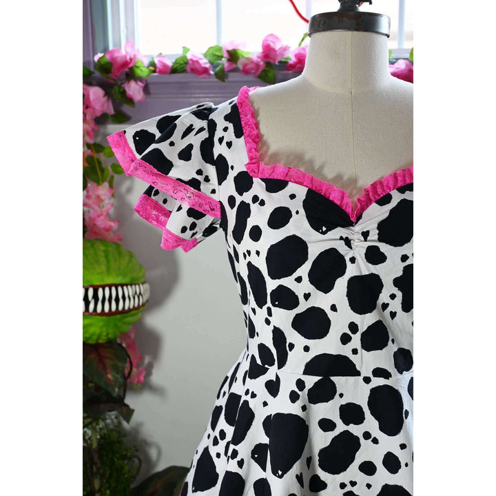 Adelaide Mini Swing dress in Bessie Moo print