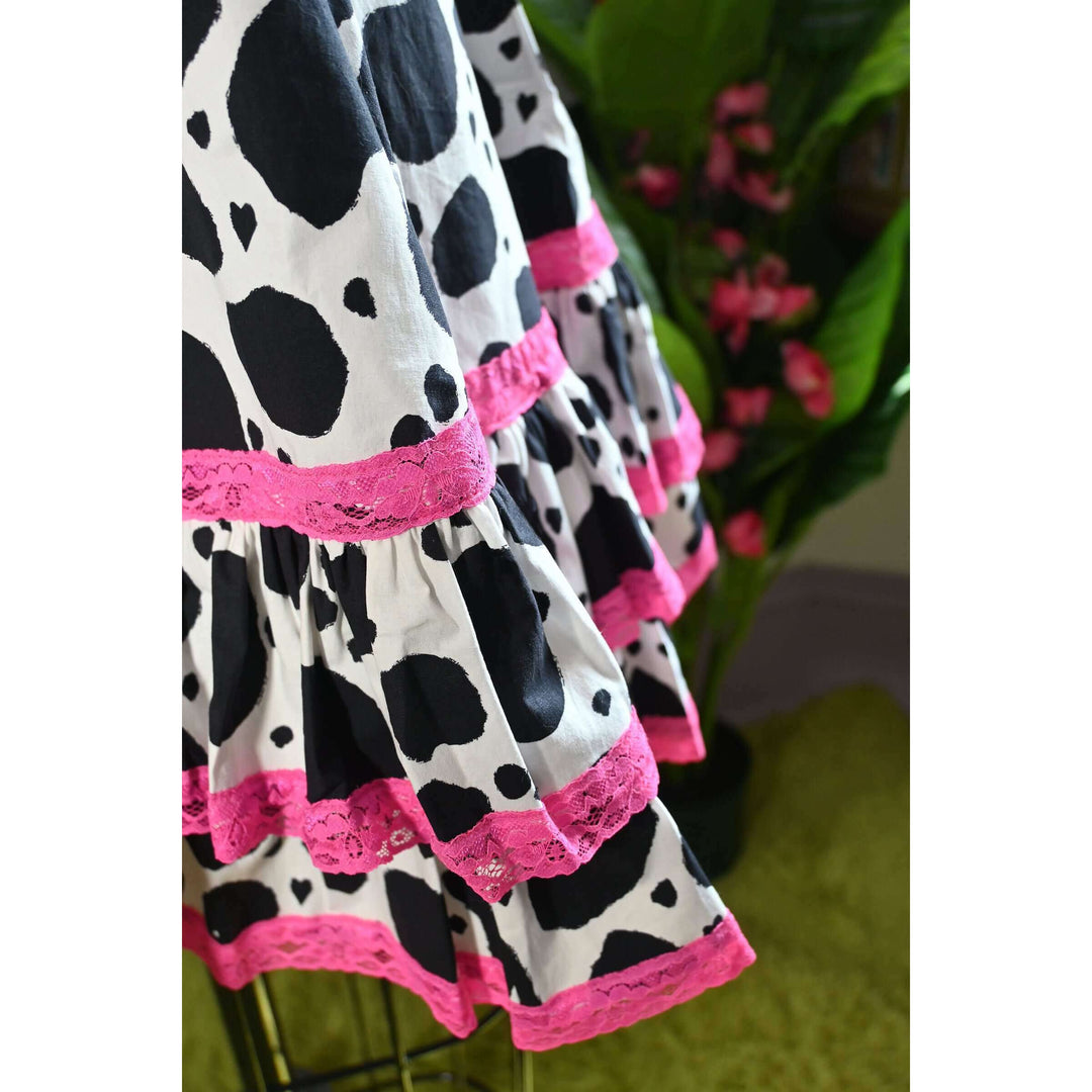 Adelaide Mini Swing dress in Bessie Moo print