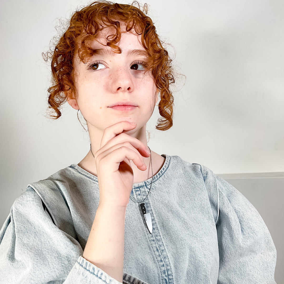 Last Chance! Chef's Knife Necklace in Silver/Black