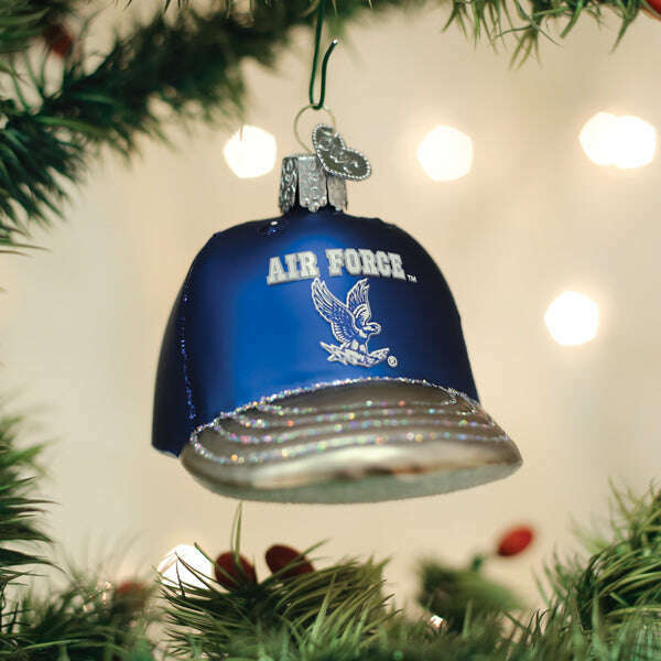 Old World Christmas Air Force Baseball Cap Blown Glass Ornament