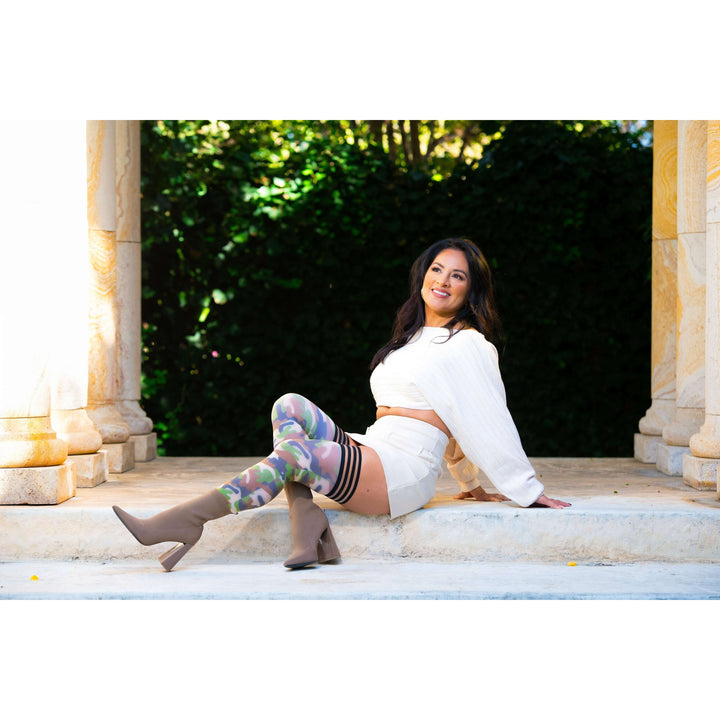 Alex: Camo Thigh-Highs. Petite to Plus Size.