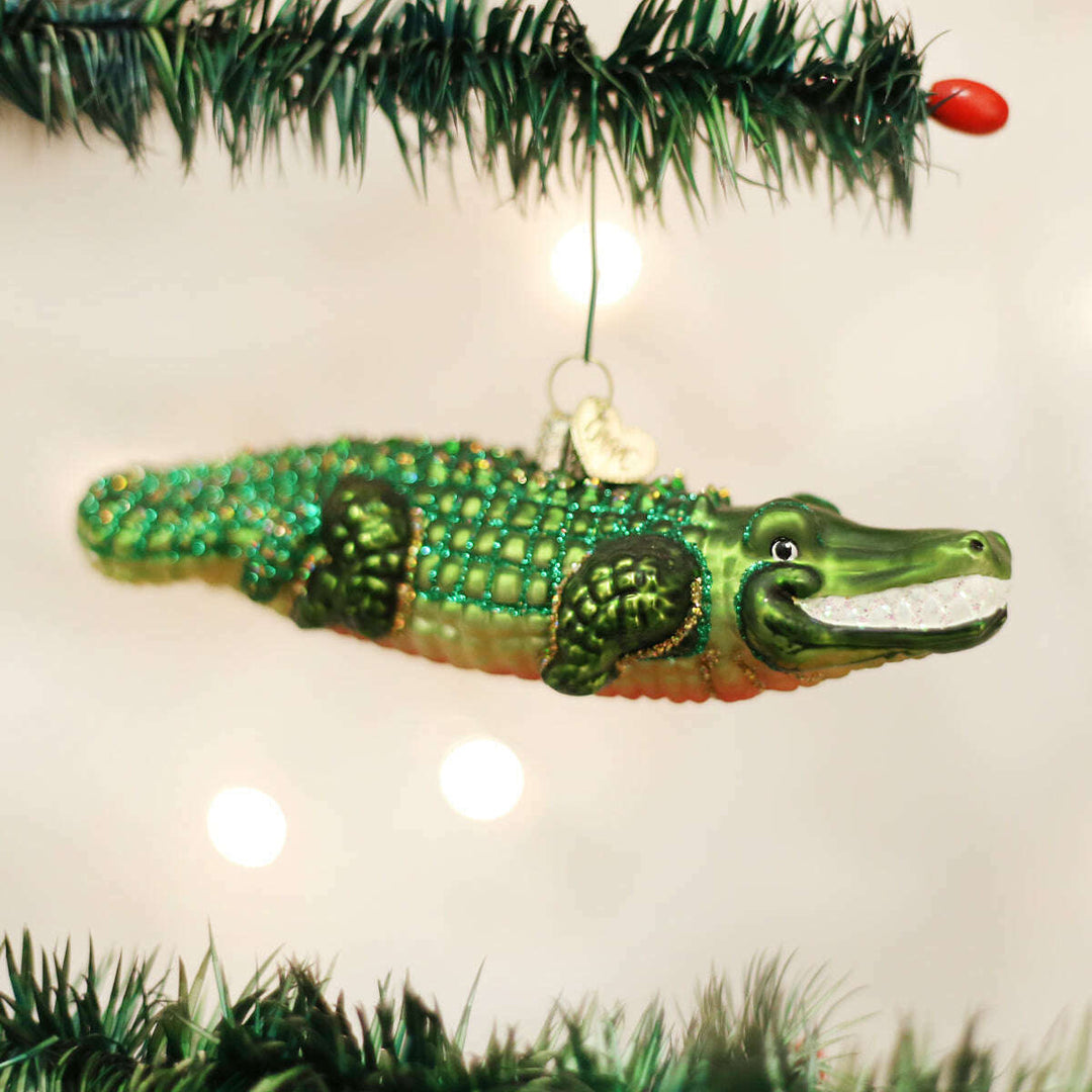 Old World Christmas Alligator Blown Glass Ornament