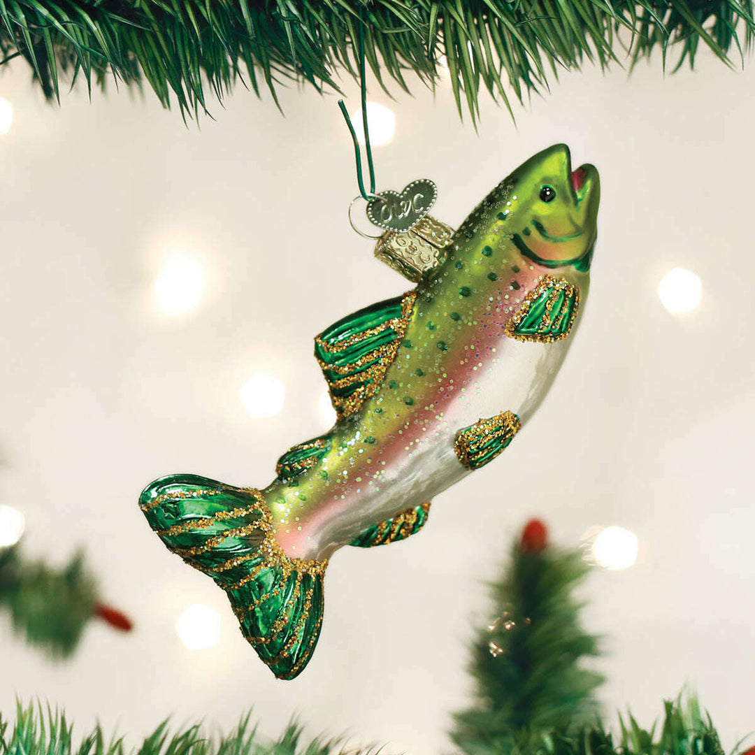 Old World Christmas Alpine Rainbow Trout Blown Glass Ornament
