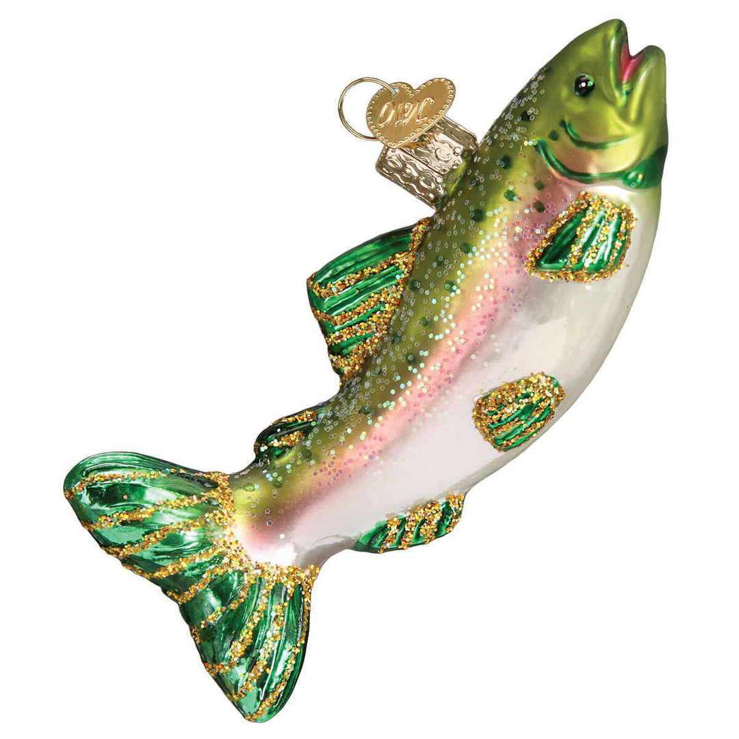 Old World Christmas Alpine Rainbow Trout Blown Glass Ornament