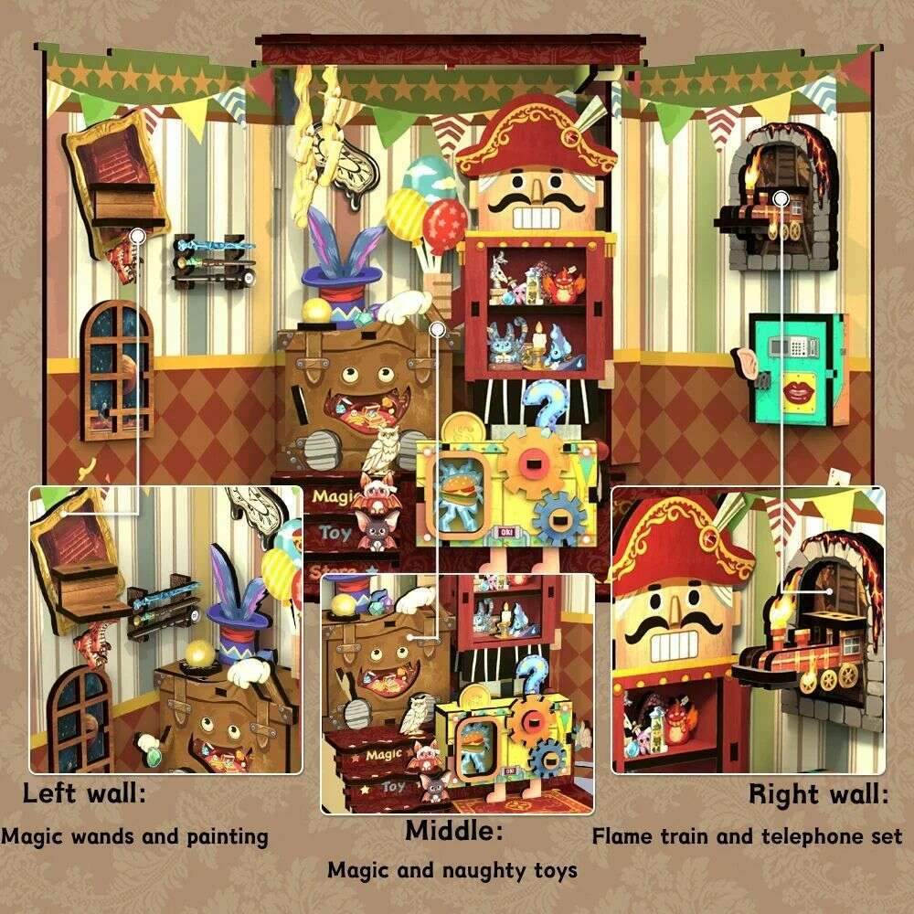 Amazing Toys Store Dollhouse Book Nook Kit - Miniature Wizardi Roombox Kit