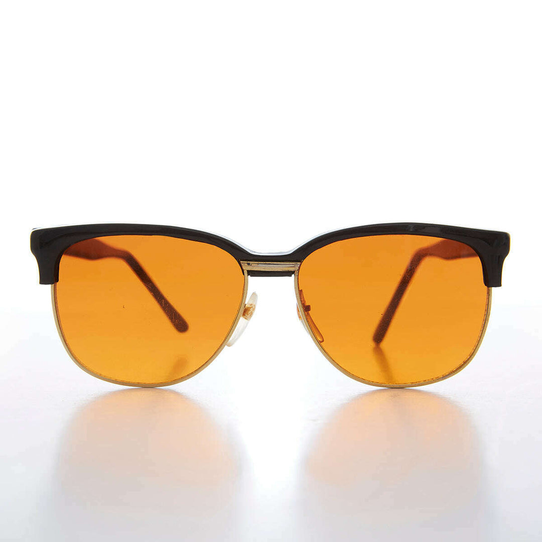 Amber Lens Half Frame Square Vintage Deadstock Sunglass - Sasha