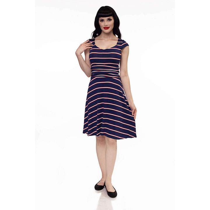 Amelia Dress in Navy Stripes - XS only