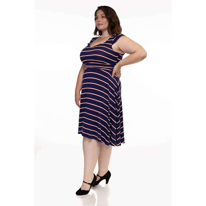 Amelia Dress in Navy Stripes - XS only