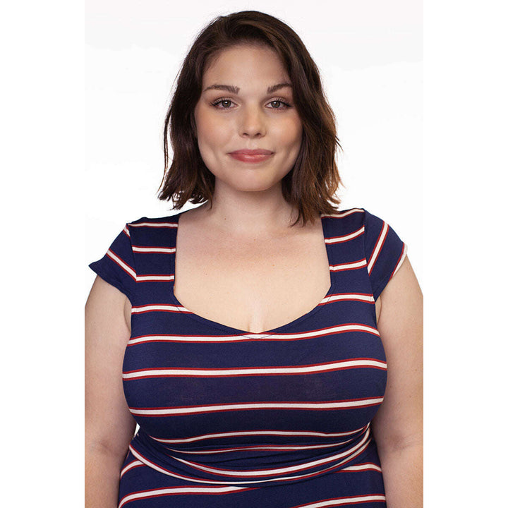 Amelia Dress in Navy Stripes - XS only
