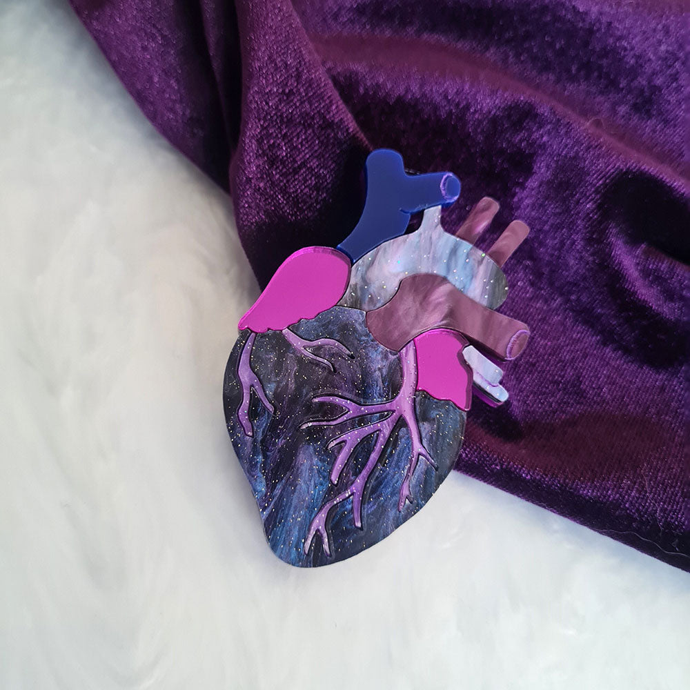 Anatomical Heart Brooch- Cosmic Purple by Cherryloco Jewellery 4