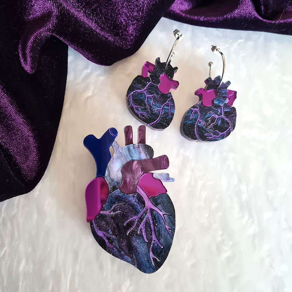 Anatomical Heart Brooch- Cosmic Purple by Cherryloco Jewellery 5