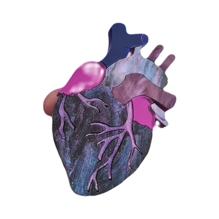 Anatomical Heart Brooch- Cosmic Purple by Cherryloco Jewellery 1