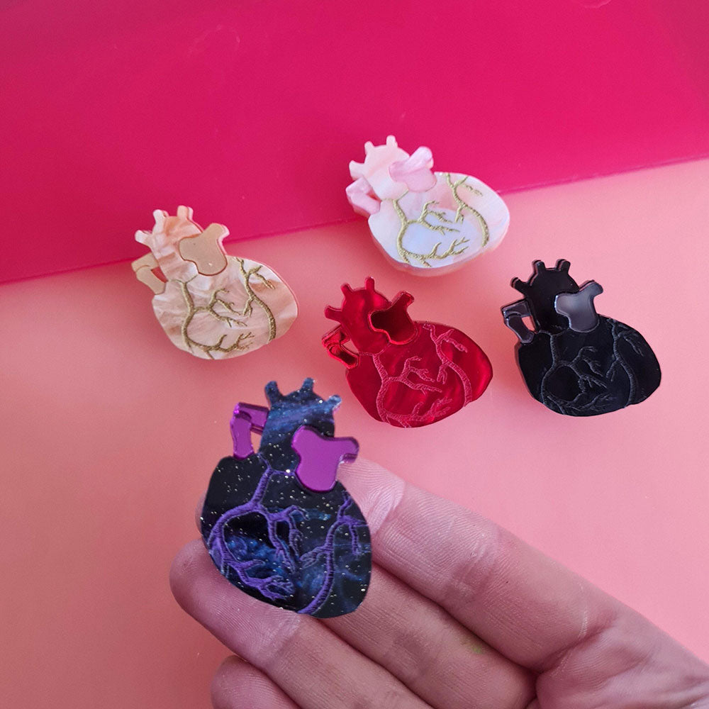 Anatomical Heart Pin Brooch - Five Colours by Cherryloco Jewellery 4
