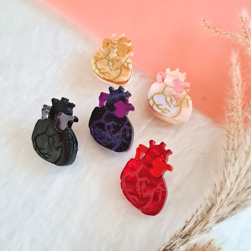 Anatomical Heart Pin Brooch - Five Colours by Cherryloco Jewellery 2