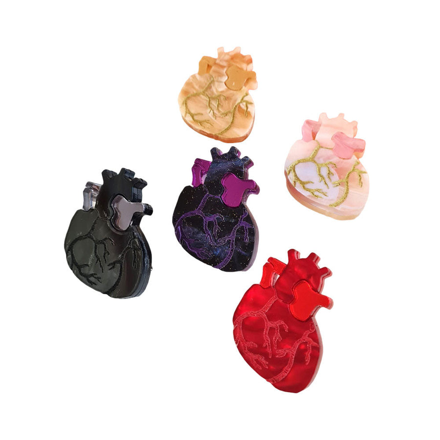 Anatomical Heart Pin Brooch - Five Colours by Cherryloco Jewellery 1