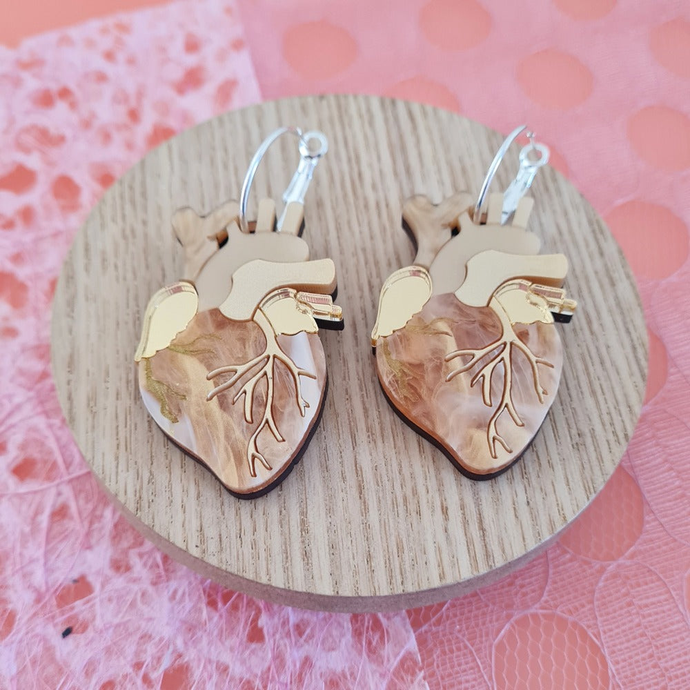 Anatomical Heart Statement Hoop Earrings by Cherryloco Jewellery 1