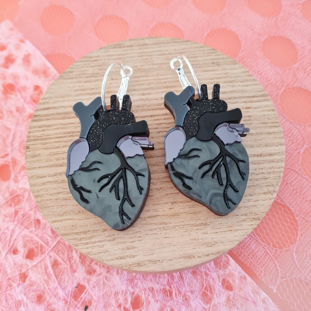 Anatomical Heart Statement Hoop Earrings by Cherryloco Jewellery 4