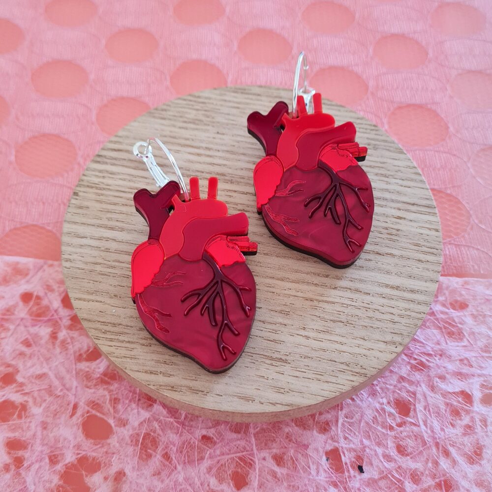 Anatomical Heart Statement Hoop Earrings by Cherryloco Jewellery
