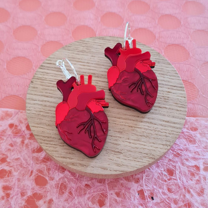 Anatomical Heart Statement Hoop Earrings by Cherryloco Jewellery