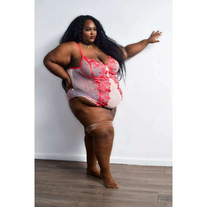 Andie: Chocolate Fishnet Thigh Highs. Petite to Plus Size
