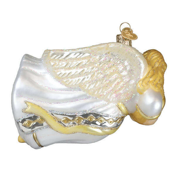 Old World Christmas Angel With Heart Blown Glass Ornament